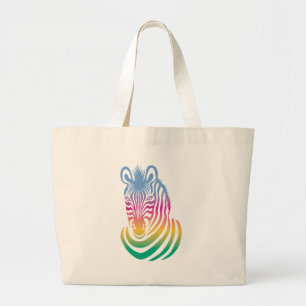 Multicolor Zebra Large Tote Bag