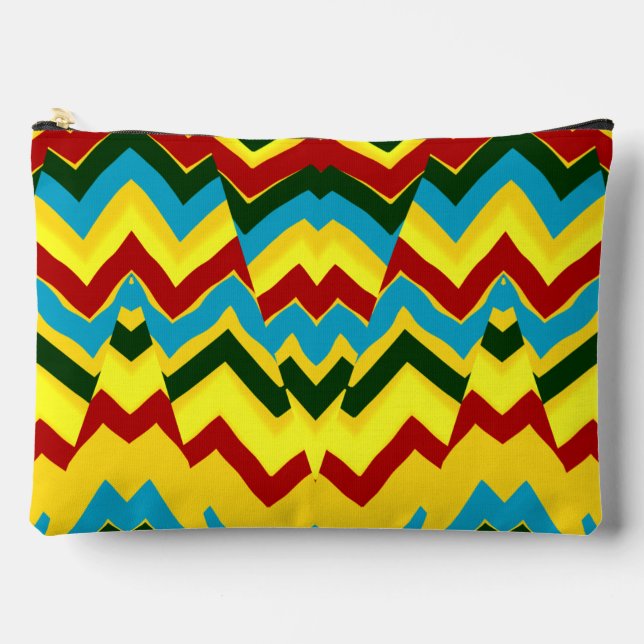 Multicolor zigzag pattern makeup accessory pouch (Front)