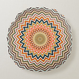 Multicolor Zigzag Pattern Round Cushion
