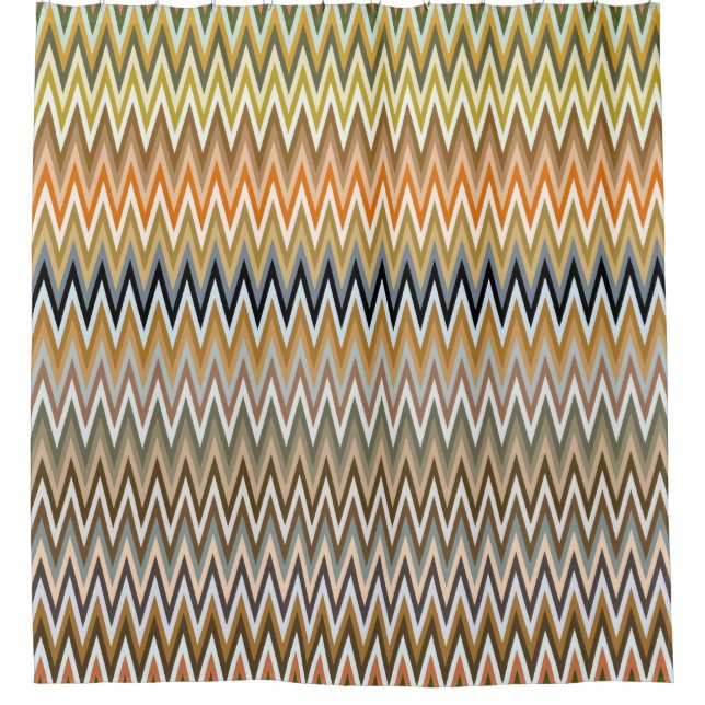 Multicolor Zigzag Pattern Shower Curtain (Front)