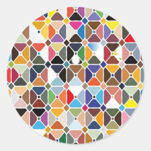 Multicolore geometric patterns with octagon shapes classic round sticker