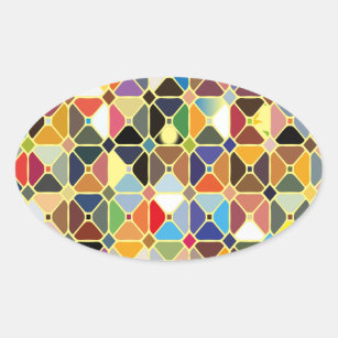 Multicolore geometric patterns with octagon shapes oval sticker