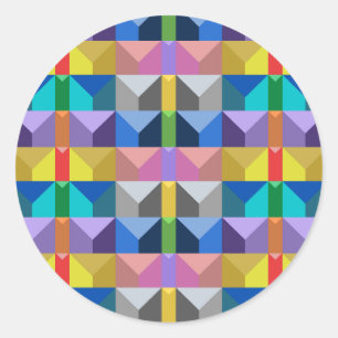 Multicolored 3D abstract triangle pattern Classic Round Sticker