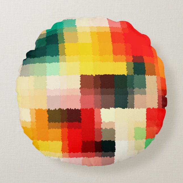Multicolored Abstract Art Round Cushion (Front)