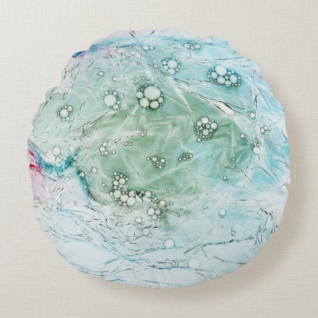 Multicolored abstract artwork round cushion (Front)