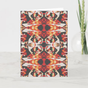 Multicolored Abstract Flower in Red Yellow Black C Card