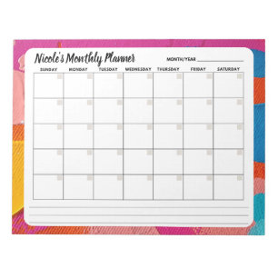 Multicolored Abstract Monthly Calendar Notepad 