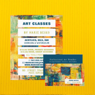 Multicolored Abstract Paint, Art Teacher Business Card