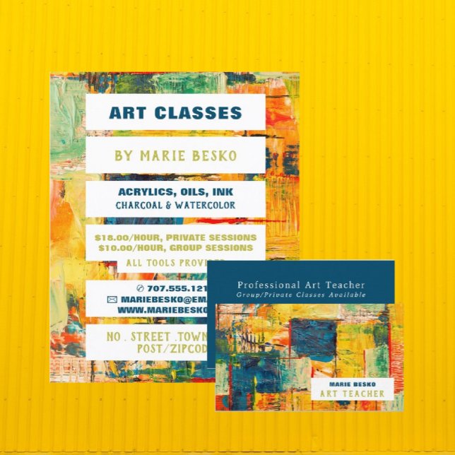 Multicolored Abstract Paint, Art Teacher Business Card (Creator Uploaded)