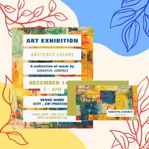 Multicolored Abstract Paint, Artist Exhibition Flyer