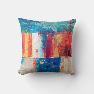 Multicolored abstract painting cushion