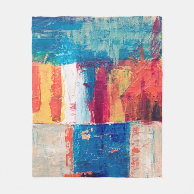 Multicolored abstract painting fleece blanket (Front)