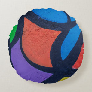 Multicolored abstract painting round cushion