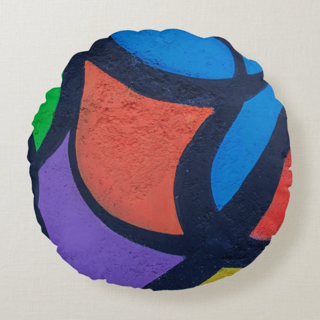 Multicolored abstract painting round cushion (Front)