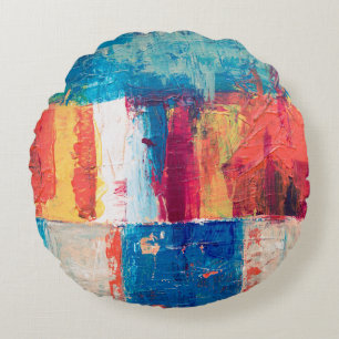 Multicolored abstract painting round cushion