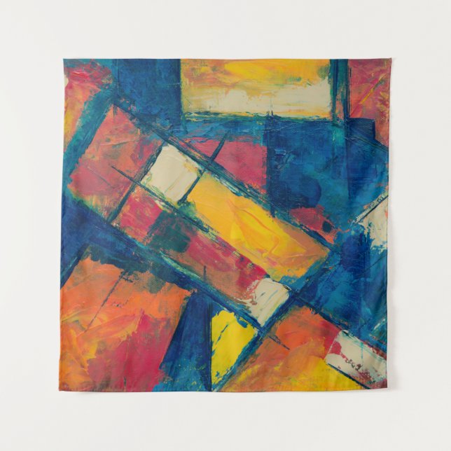 Multicolored abstract painting tapestry (Front)