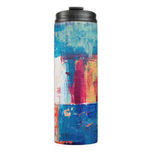 Multicolored abstract painting thermal tumbler