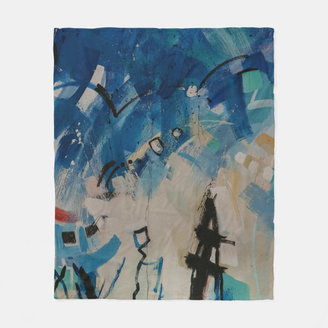 Multicolored abstract wall fleece blanket (Front)