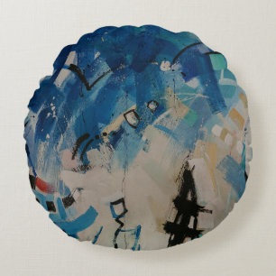 Multicolored abstract wall round cushion