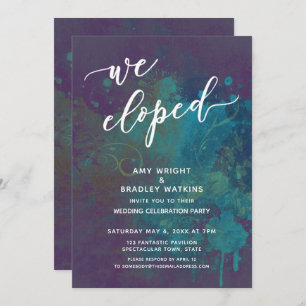Multicolored Abstract We Eloped Script Reception Invitation