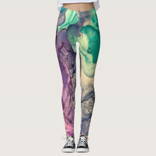 Multicolored Alcohol Ink Liquid Abstract Art Leggings