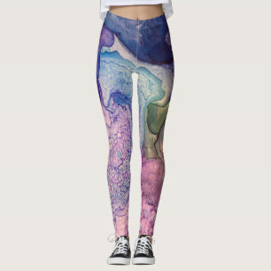 Multicolored Alcohol Ink Liquid Abstract Art Leggings