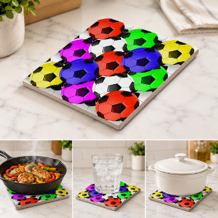 Multicolored American Soccer or Football Ceramic Tile