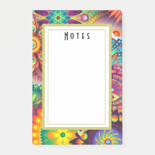 Multicolored Art Deco Flower Shapes Pattern Post-it Notes
