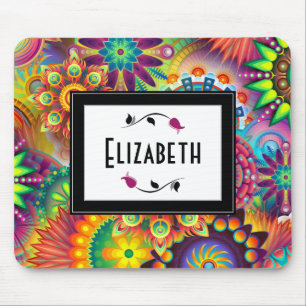 Multicolored Art Deco Pattern Personalised Mouse Pad