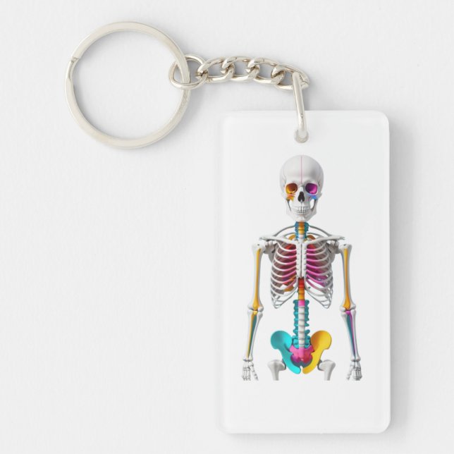 Multicolored artistic anatomical skeleton key ring (Front)