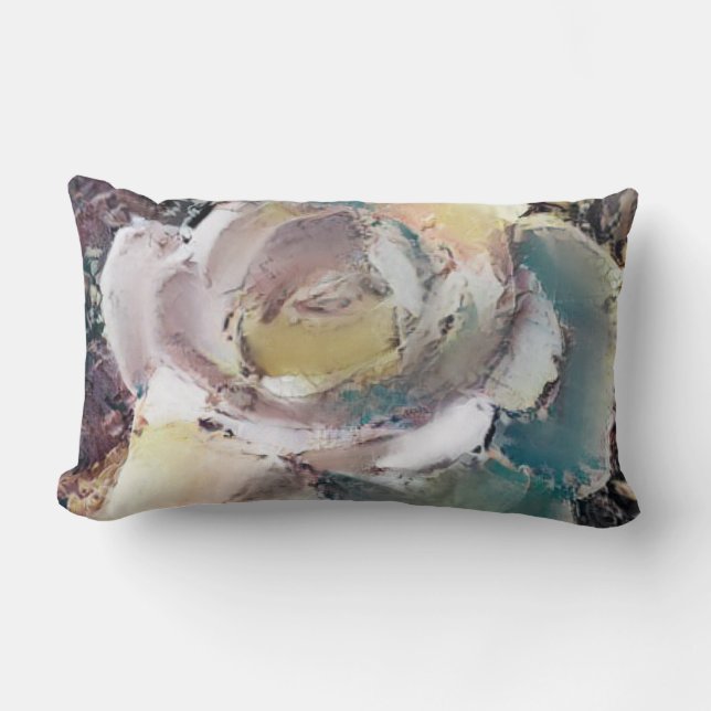 Multicolored Artistic Rose Lumbar Cushion (Front)