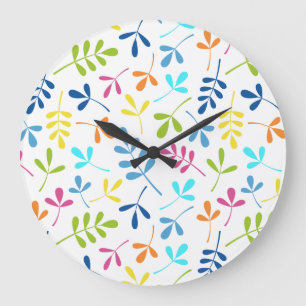 Multicolored Assorted Leaves Pattern Large Clock