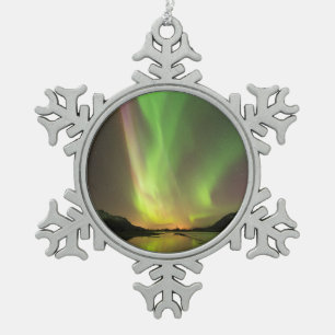 Multicolored Aurora Snowflake Pewter Christmas Ornament