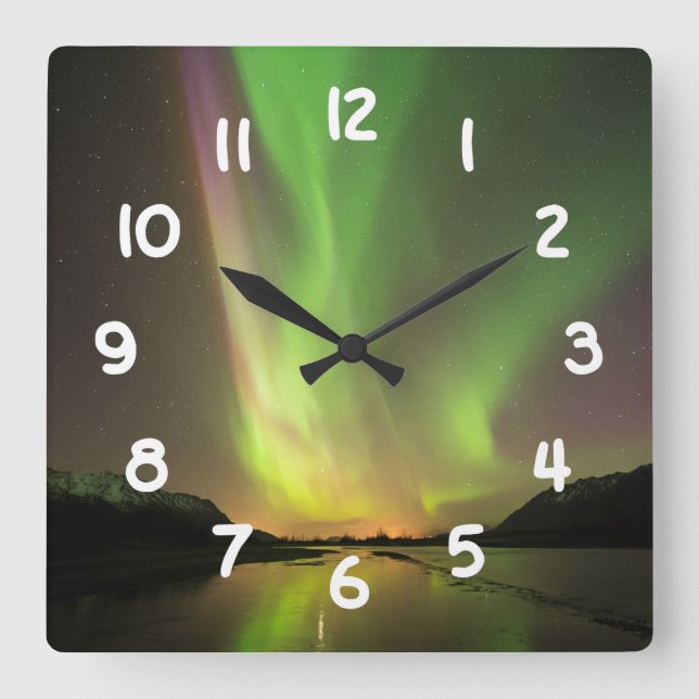 Multicolored Aurora Square Wall Clock (Front)