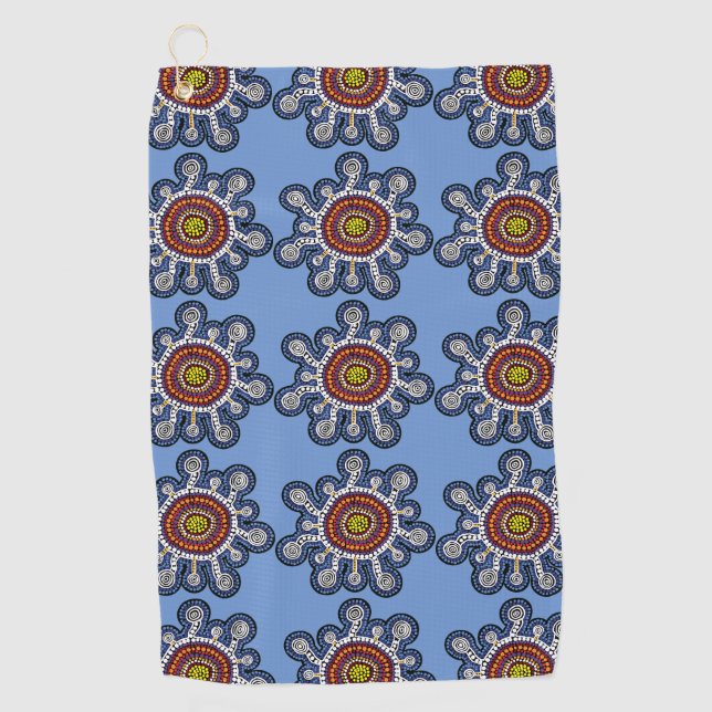 Multicolored Australia aboriginal art Golf Towel (Front)
