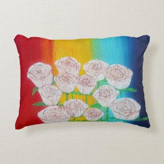 Multicolored background roses pillow
