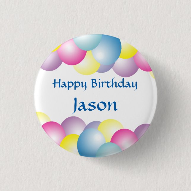 Multicolored balloons birthday party 3 cm round badge (Front)