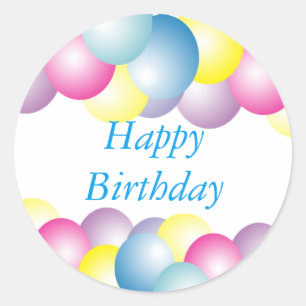 Multicolored balloons birthday party classic round sticker