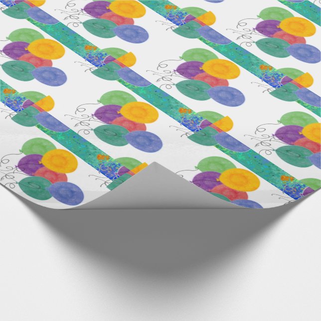 Multicolored Balloons Pattern Wrapping Paper (Corner)