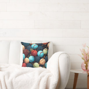 Multicolored Baseballs Cushion