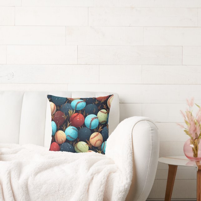 Multicolored Baseballs Cushion (Couch)