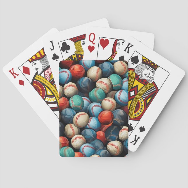 Multicolored Baseballs Playing Cards (Back)