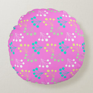 Multicolored berries simple pattern retro sixties round cushion