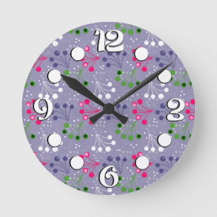 Multicolored berry simple pattern retro sixties round clock