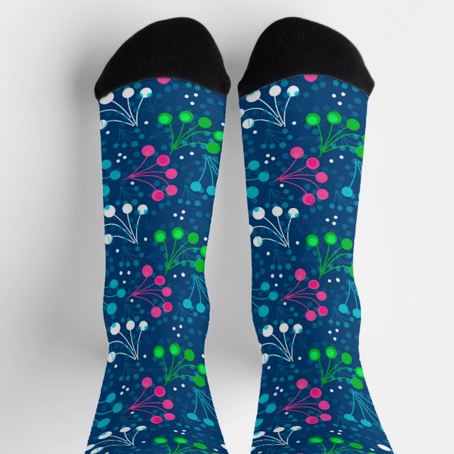 Multicolored berry simple pattern retro sixties socks (Top)