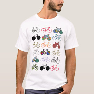 multicolored bicycles pattern T-Shirt