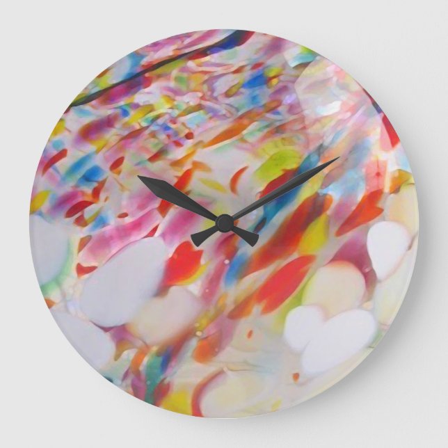 Multicolored blown glass large clock (Front)