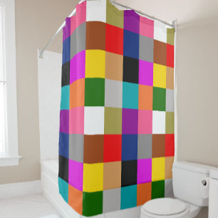 Multicolored Bold Color Blocks Design Shower Curtain
