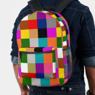 Multicolored Bold Colour Blocks Design Printed Backpack