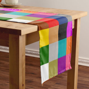 Multicolored Bold Colour Blocks Design Short Table Runner
